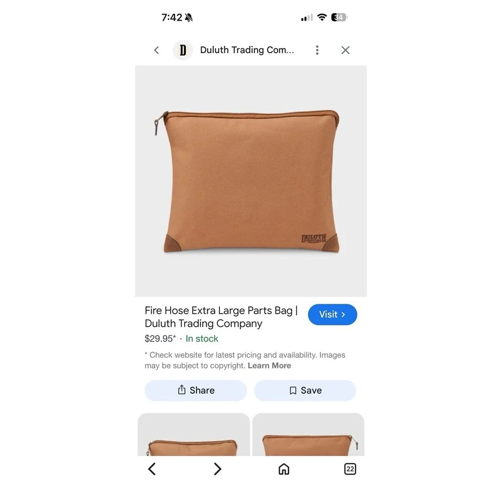 Duluth Trading Co Fire Hose Pants Brown 12x14 Canvas Zipper Utility Bag